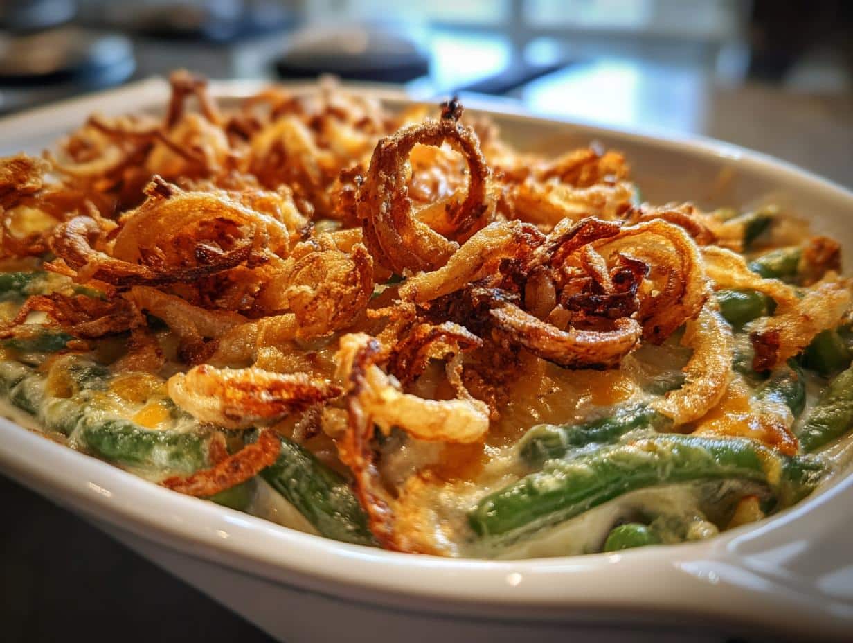 classic Campbells Green Bean Casserole for Thanksgiving dinner - detail 3