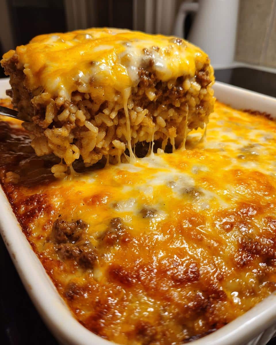 Simple Cheesy Hamburger Rice Casserole: 450 Calorie Meal 6 Cheesy Hamburger Rice Casserole - detail 2
