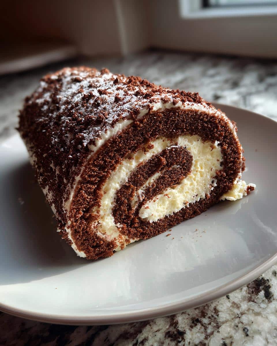 Classic Christmas Yule Log Cake (Bûche de Noël) - detail 1