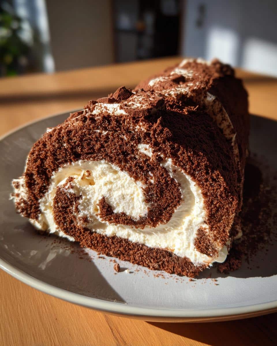 Classic Christmas Yule Log Cake (Bûche de Noël) - detail 3