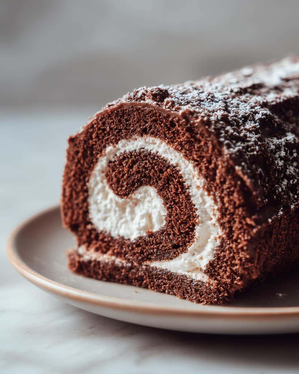 Classic Christmas Yule Log Cake (Bûche de Noël)