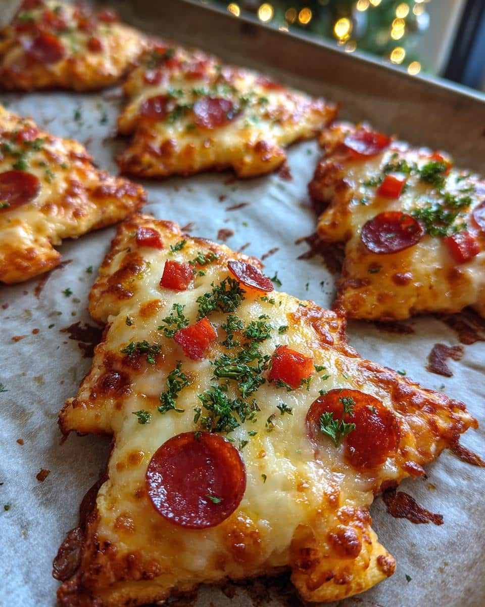 Amazing Festive Tree Pizzas in Under 30 Minutes 5 Festive Tree-Shaped Mini Pizzas - detail 1