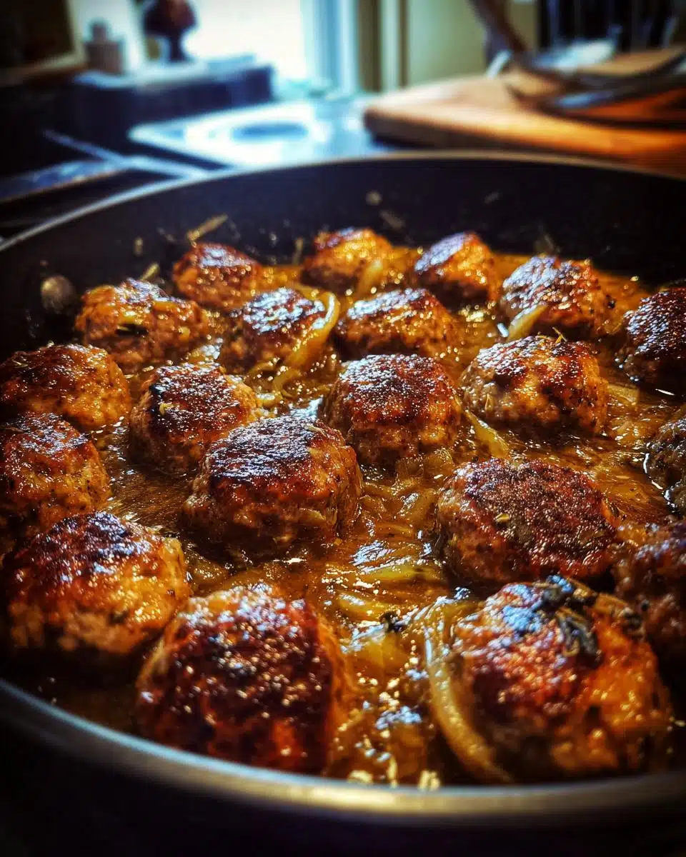 French Onion Meatballs with Savory Onion Sauce - detail 1