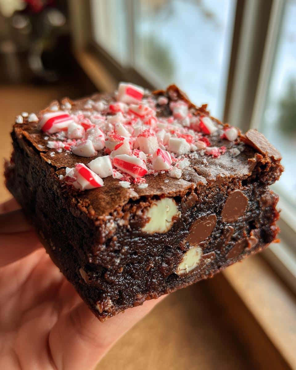 Peppermint Bark Brownies for Christmas Dessert Tables