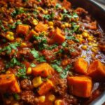 Southwest Ground Beef and Sweet Potato Skillet