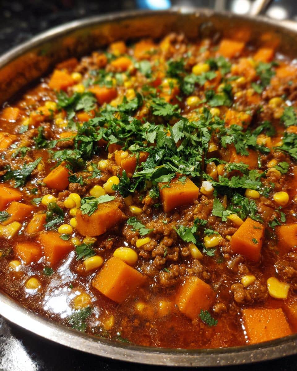 Southwest Ground Beef and Sweet Potato Skillet - detail 3