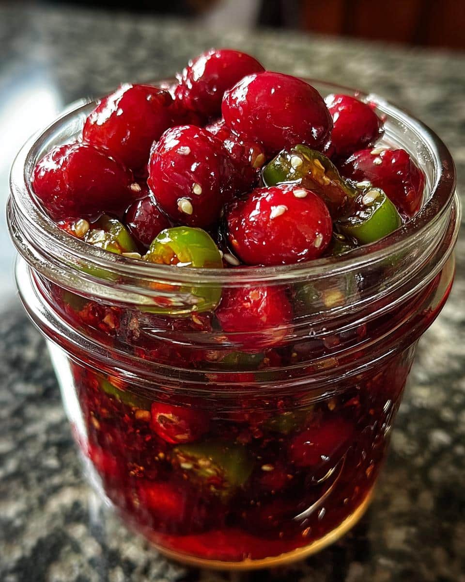 Sweet & Spicy Cranberry Jalapeño Cowboy Candy – The Ultimate Holiday Treat! 🌶️🍒✨ - detail 2