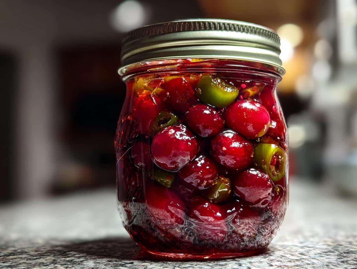Sweet & Spicy Cranberry Jalapeño Cowboy Candy – The Ultimate Holiday Treat! 🌶️🍒✨ - detail 3