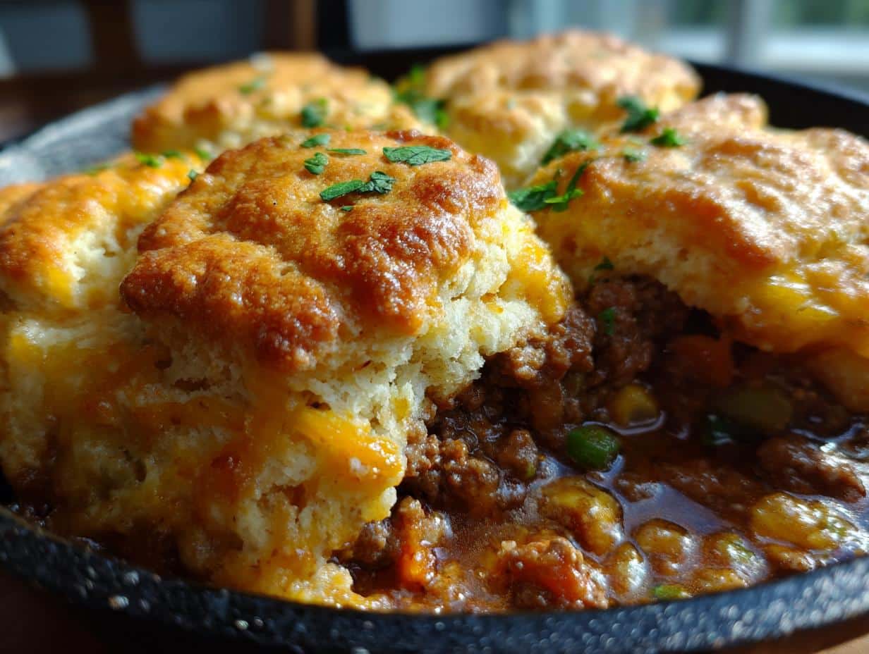 Cheddar Bay Ground Beef Cobbler is a hearty casserole recipe with a creamy and cheesy ground b… | Ground beef casserole recipes, Beef dinner, Beef casserole recipes - detail 2
