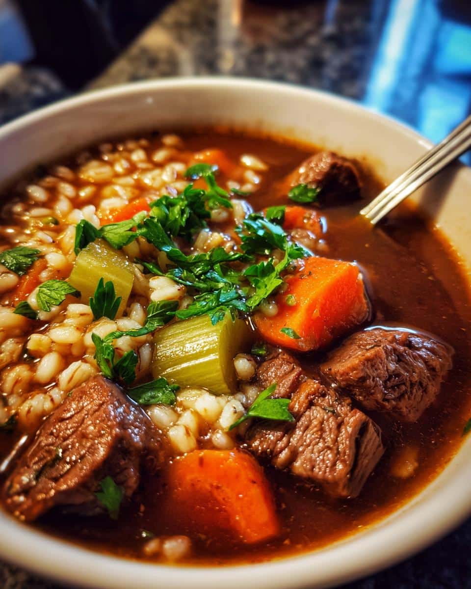 Cozy up with our satisfying Beef Barley Soup recipe! - detail 1