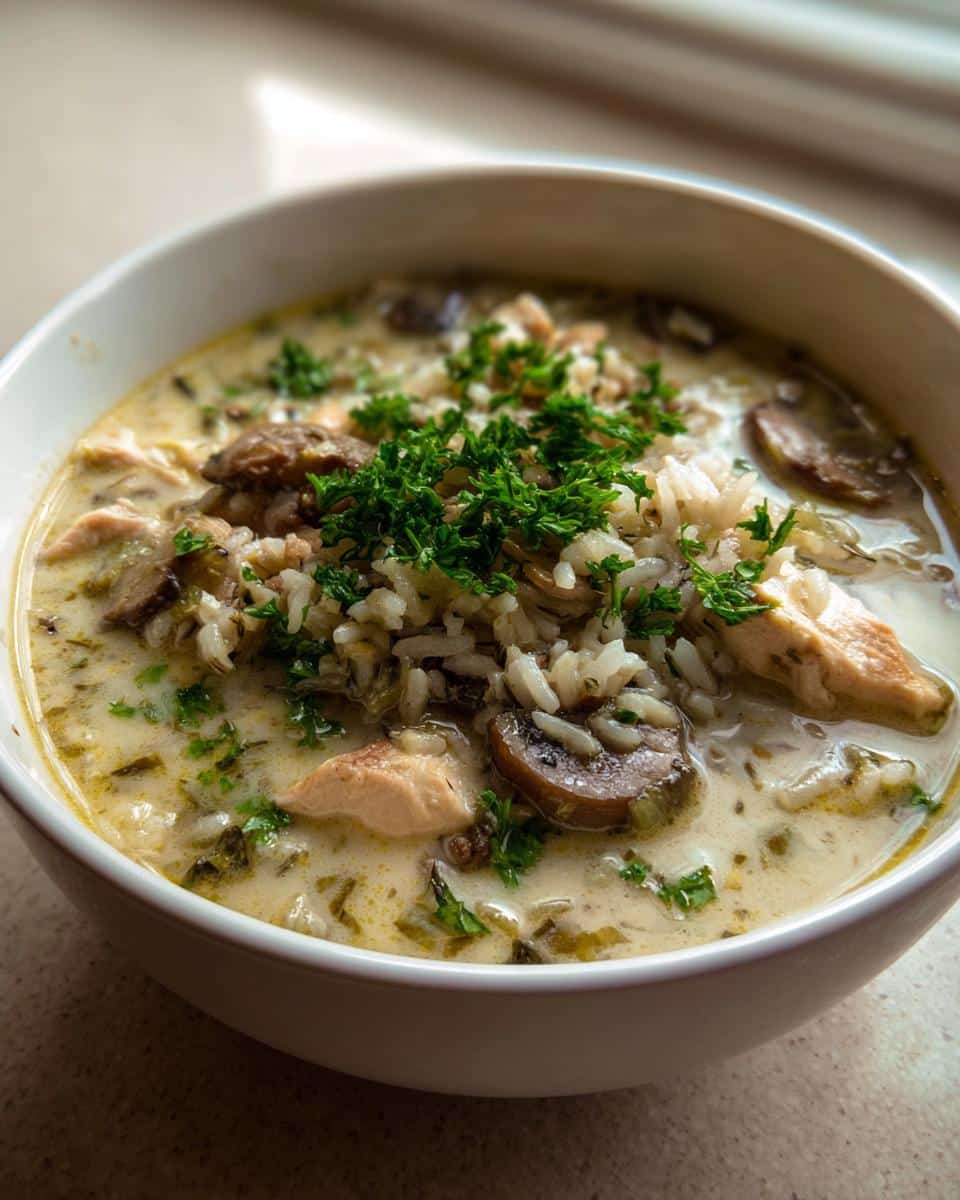 Creamy Mushroom Chicken and Wild Rice Soup - detail 1