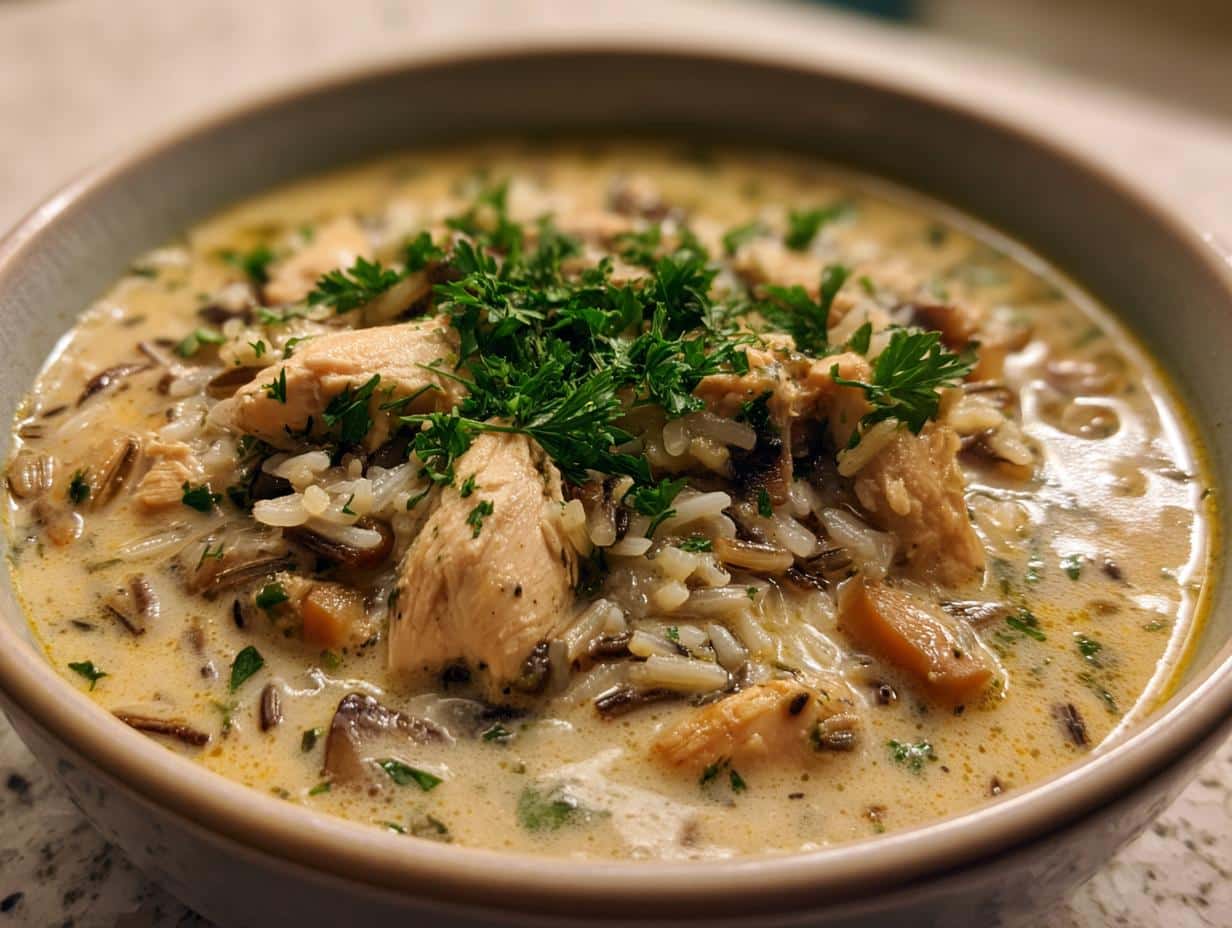 Creamy Mushroom Chicken and Wild Rice Soup - detail 2