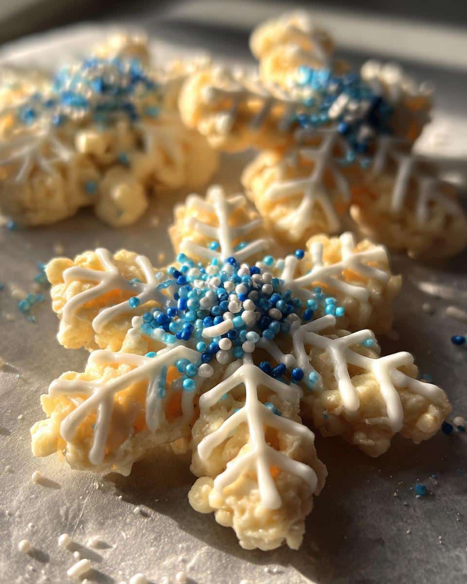 Marshmallow Snowflake Cookies (No Bake) - detail 1