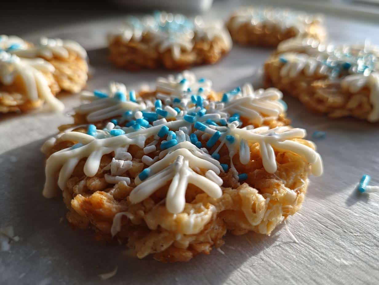 Marshmallow Snowflake Cookies (No Bake) - detail 2