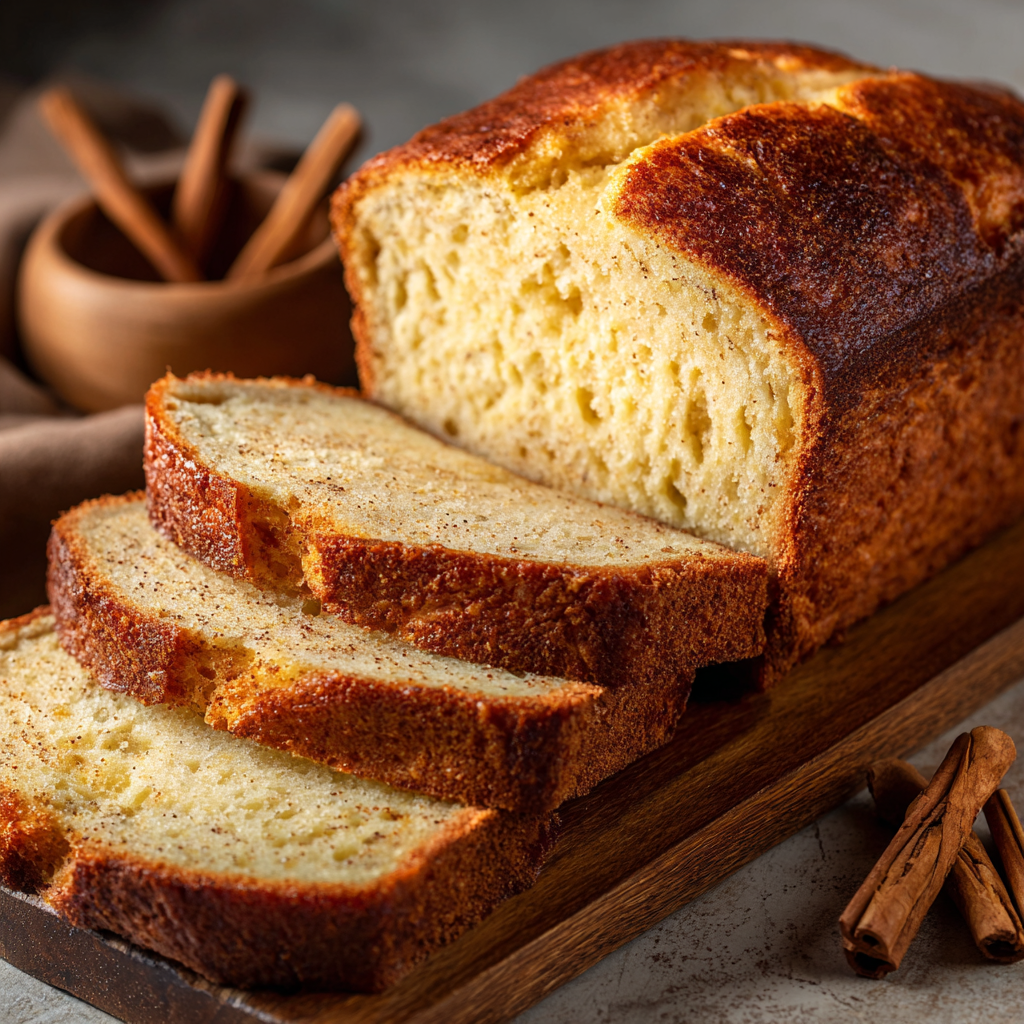 Sliced Christmas eggnog bread