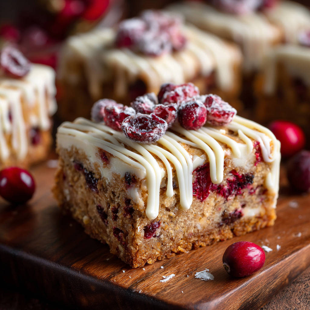 Cranberry bliss bars with frosting