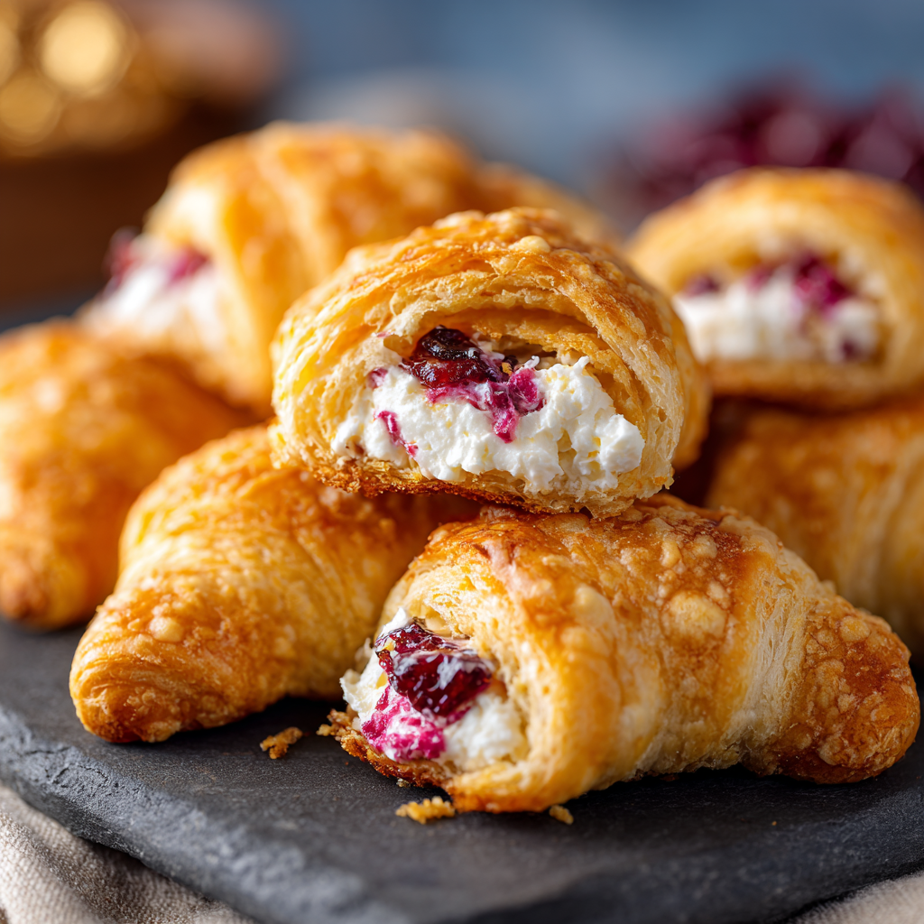 Crescent bites filled with cranberry cream cheese