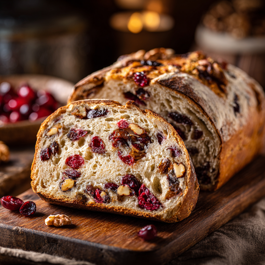 Cranberry walnut bread slices