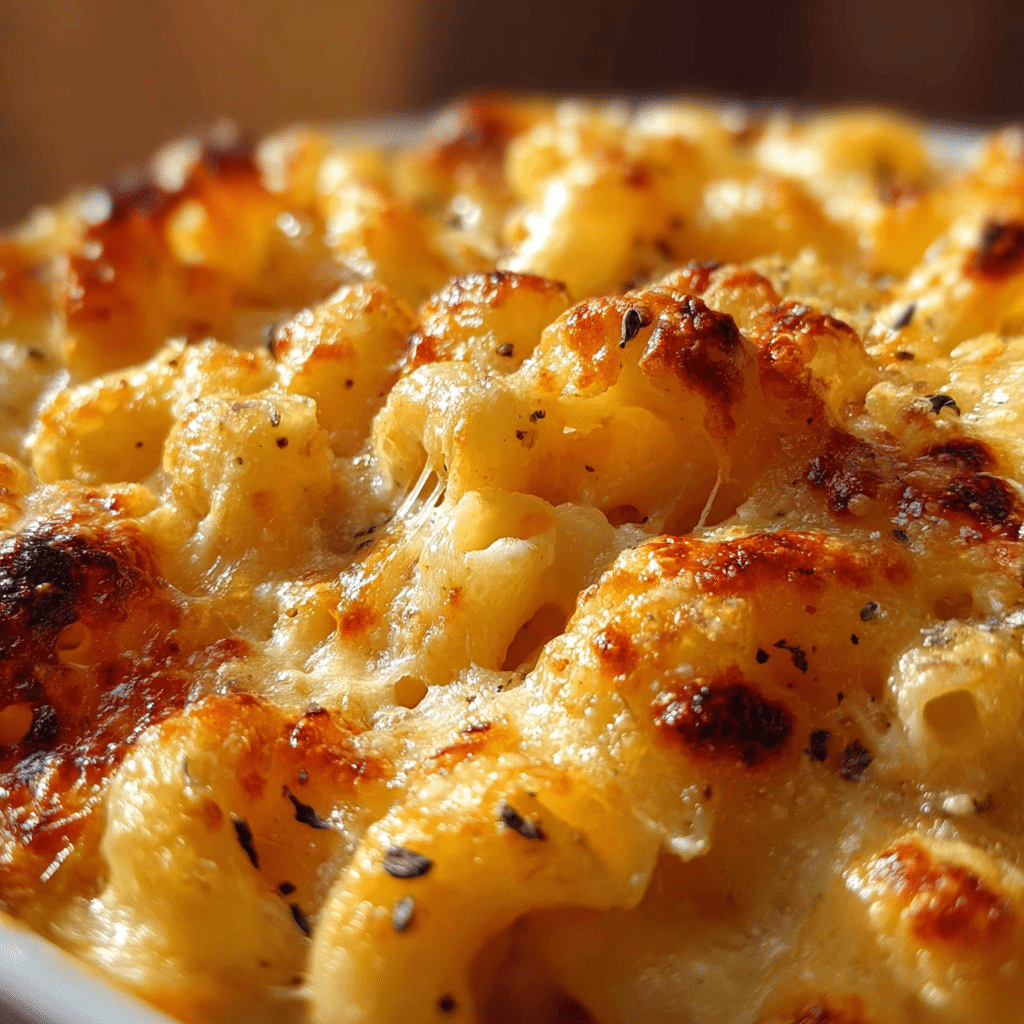 Creamy mac and cheese bake — the ultimate winter comfort food.