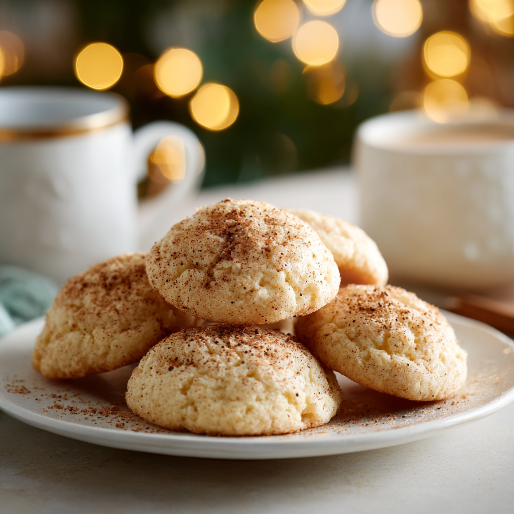 Soft eggnog cookies dusted with nutmeg
