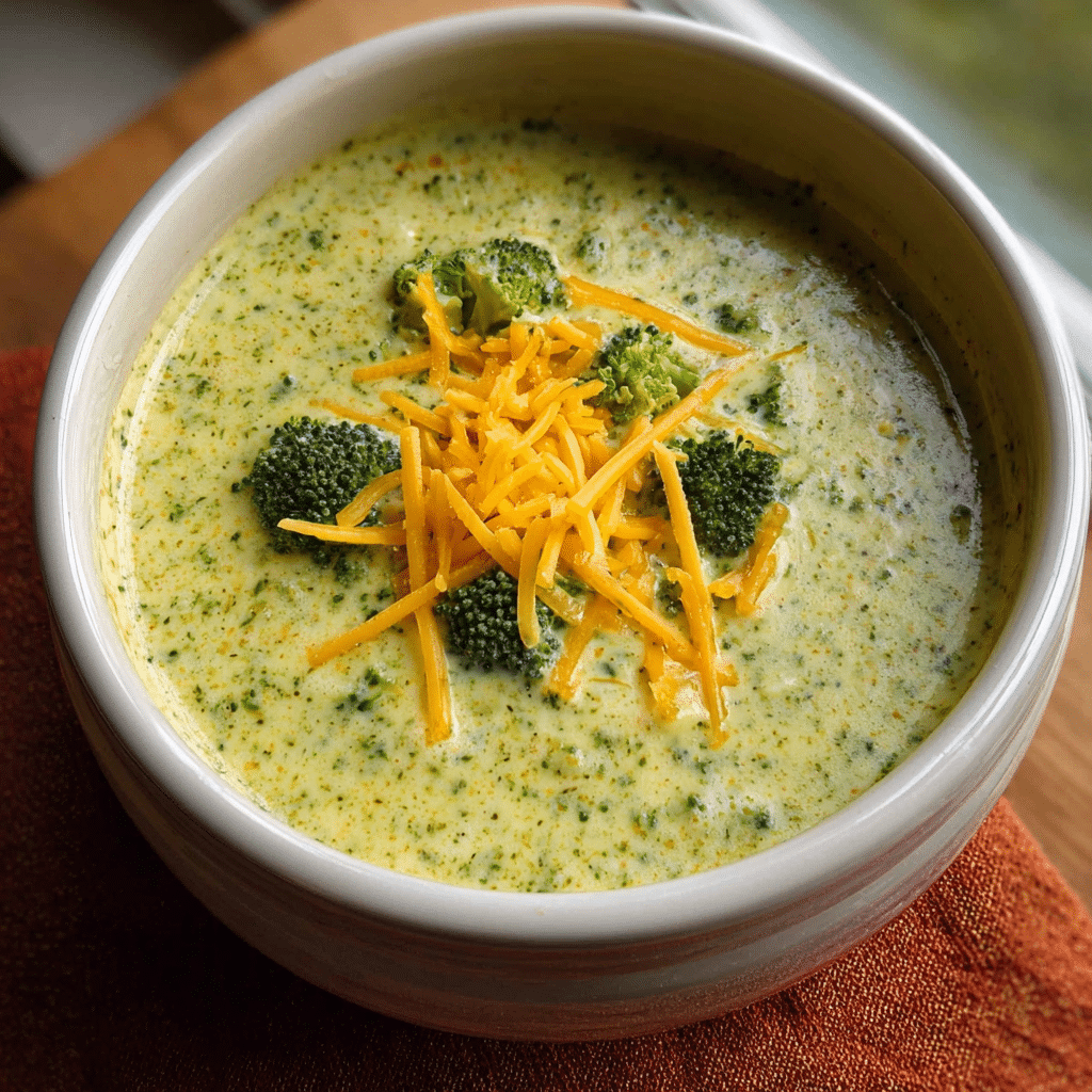 Broccoli cheddar soup — healthy twist on winter comfort food.