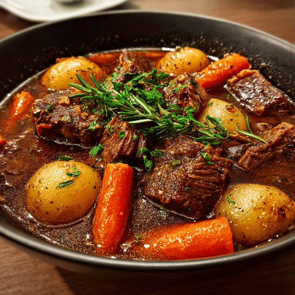 Slow-cooked beef stew — hearty winter comfort food.