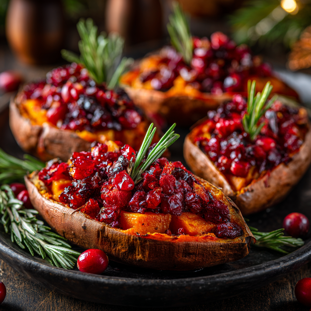 Cranberry Apple Twice-Baked Sweet Potatoes