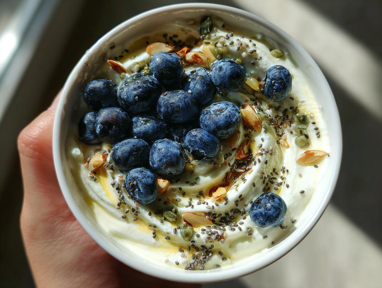 Blueberry Greek Yogurt Protein Bowl — High-protein breakfast with fresh berries. - detail 2