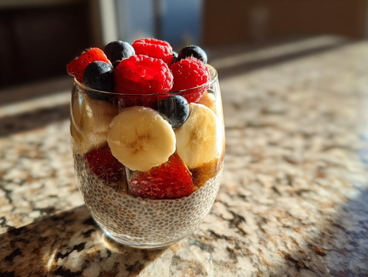 Chia Pudding with Fresh Fruit — Fiber-rich clean breakfast. - detail 2