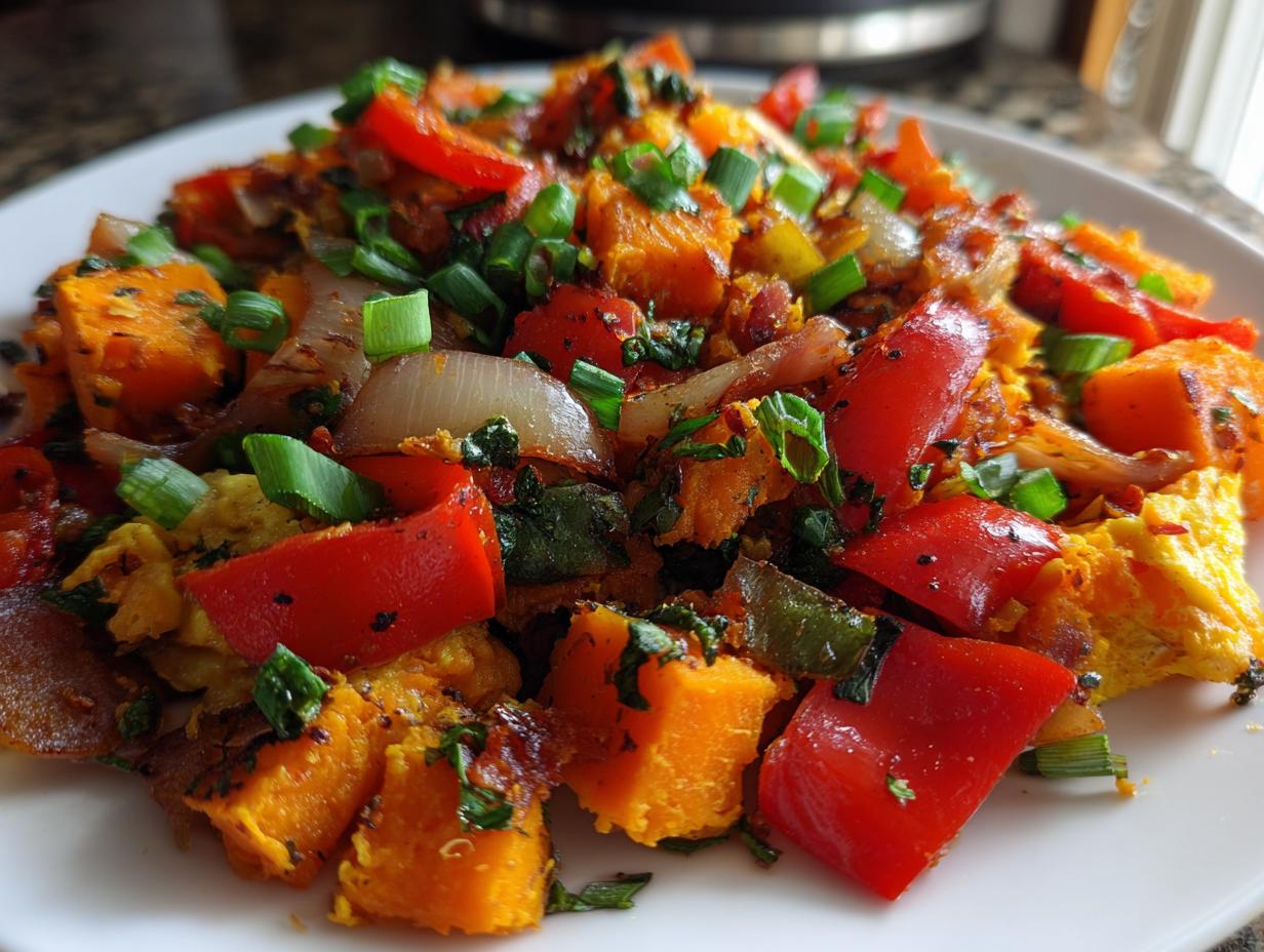 Clean-Eating Sweet Potato Breakfast Hash — Sweet potatoes sautéed with veggies and spices. - detail 2