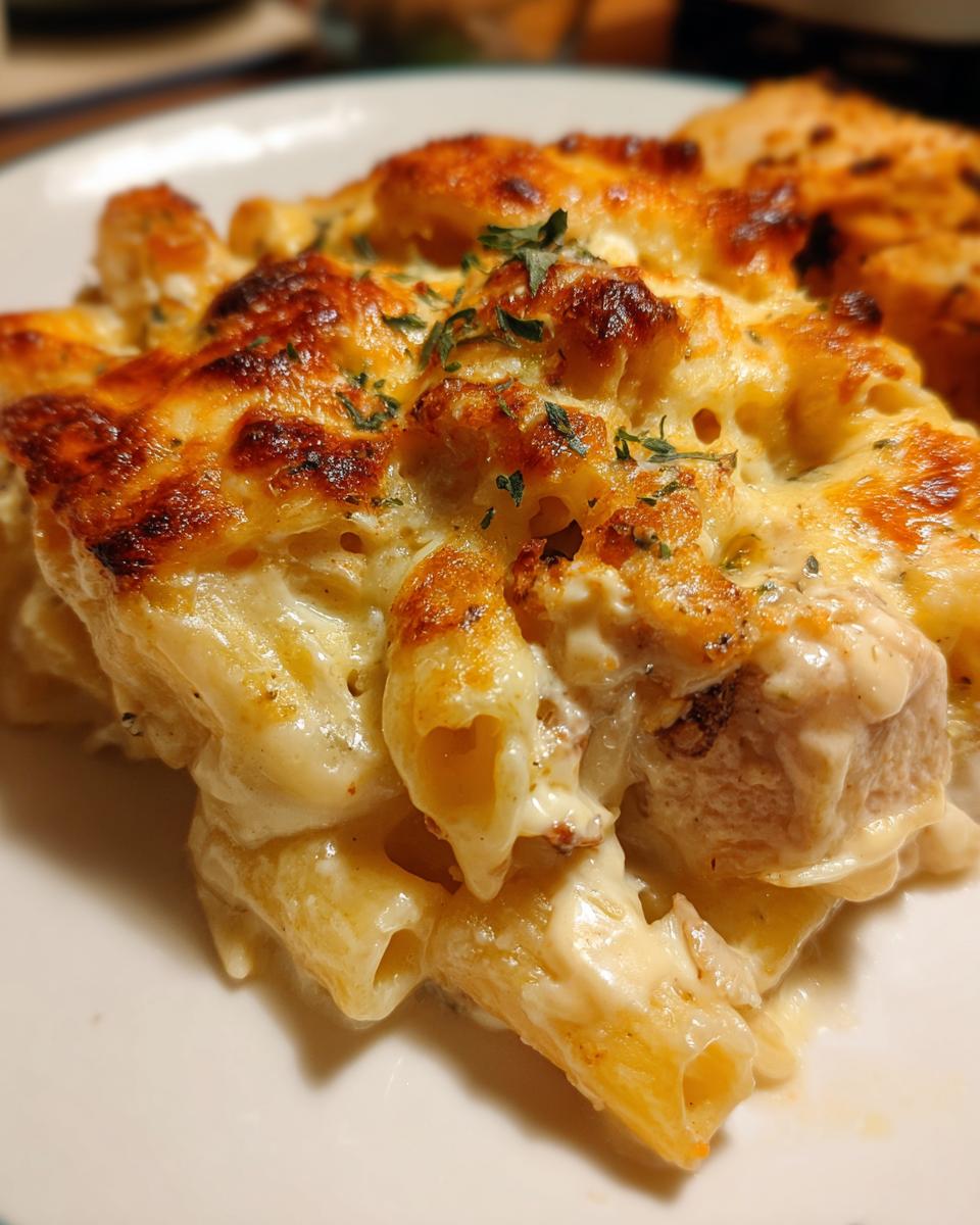 Creamy Chicken & Pasta Bake — Lunch-ready cheesy casserole. - detail 1