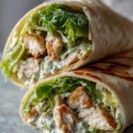 Easy Chicken Caesar Wraps — Romaine, grilled chicken, and Caesar dressing in a wrap.