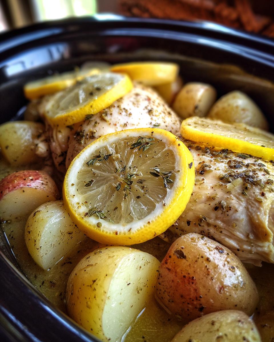 One-Pot Lemon Crockpot Chicken, So Easy! 4 Easy Lemon Crockpot Chicken & Potatoes - detail 1