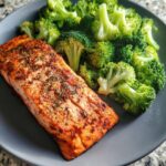 Salmon & Broccoli Meal Prep Plates — Omega-rich salmon paired with steamed broccoli.
