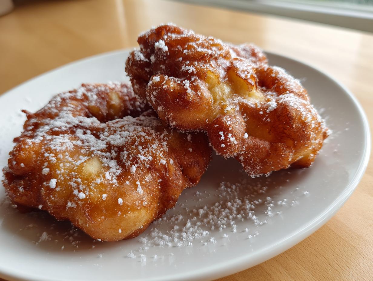 Simple Homemade Apple Cinnamon Fritters — Quick stovetop fritters dusted with sugar. - detail 2