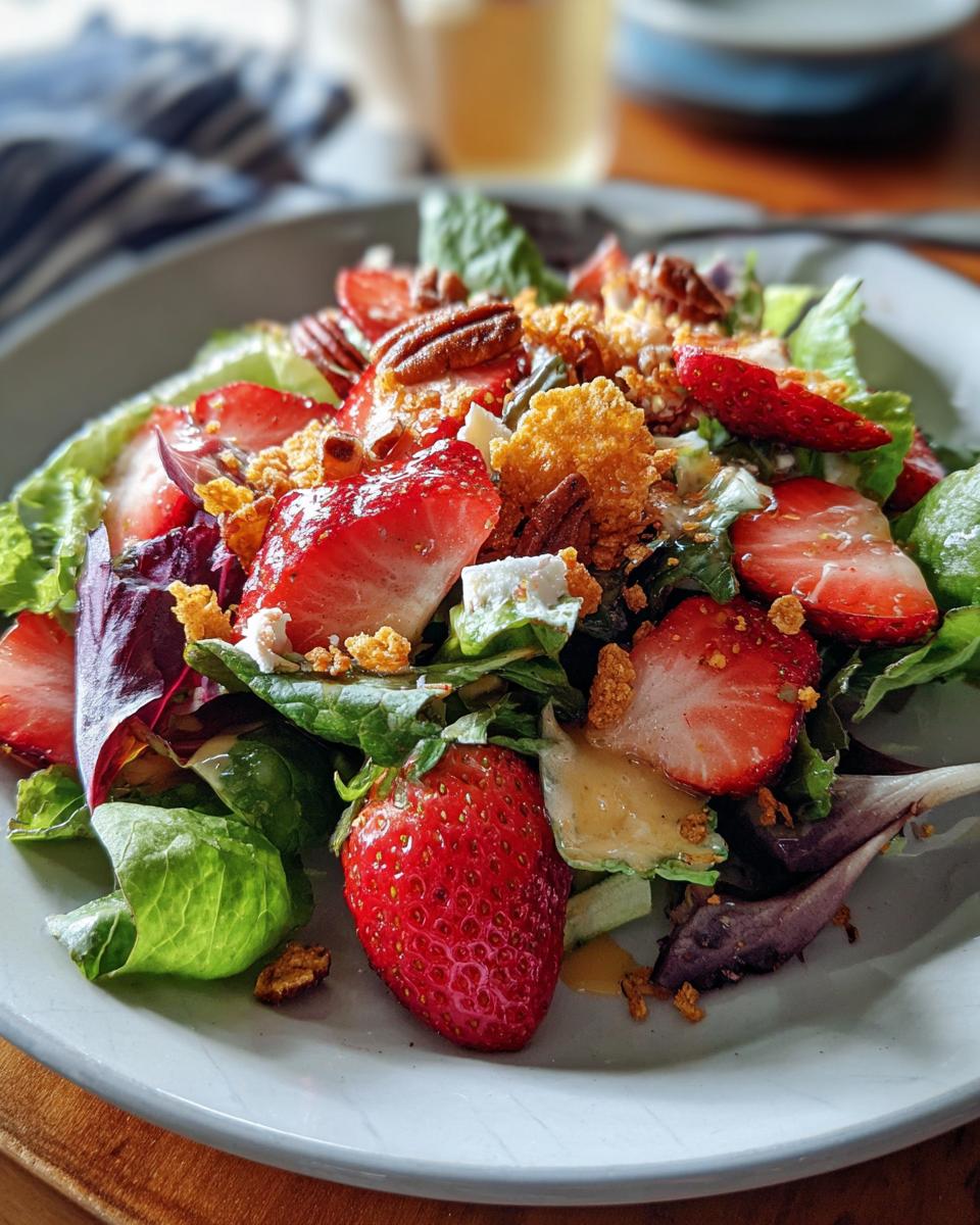 **Strawberry Crunch Salad: 3 Reasons to LOVE it!** 5 Strawberry Crunch Salad with Champagne Vinaigrette. - detail 2