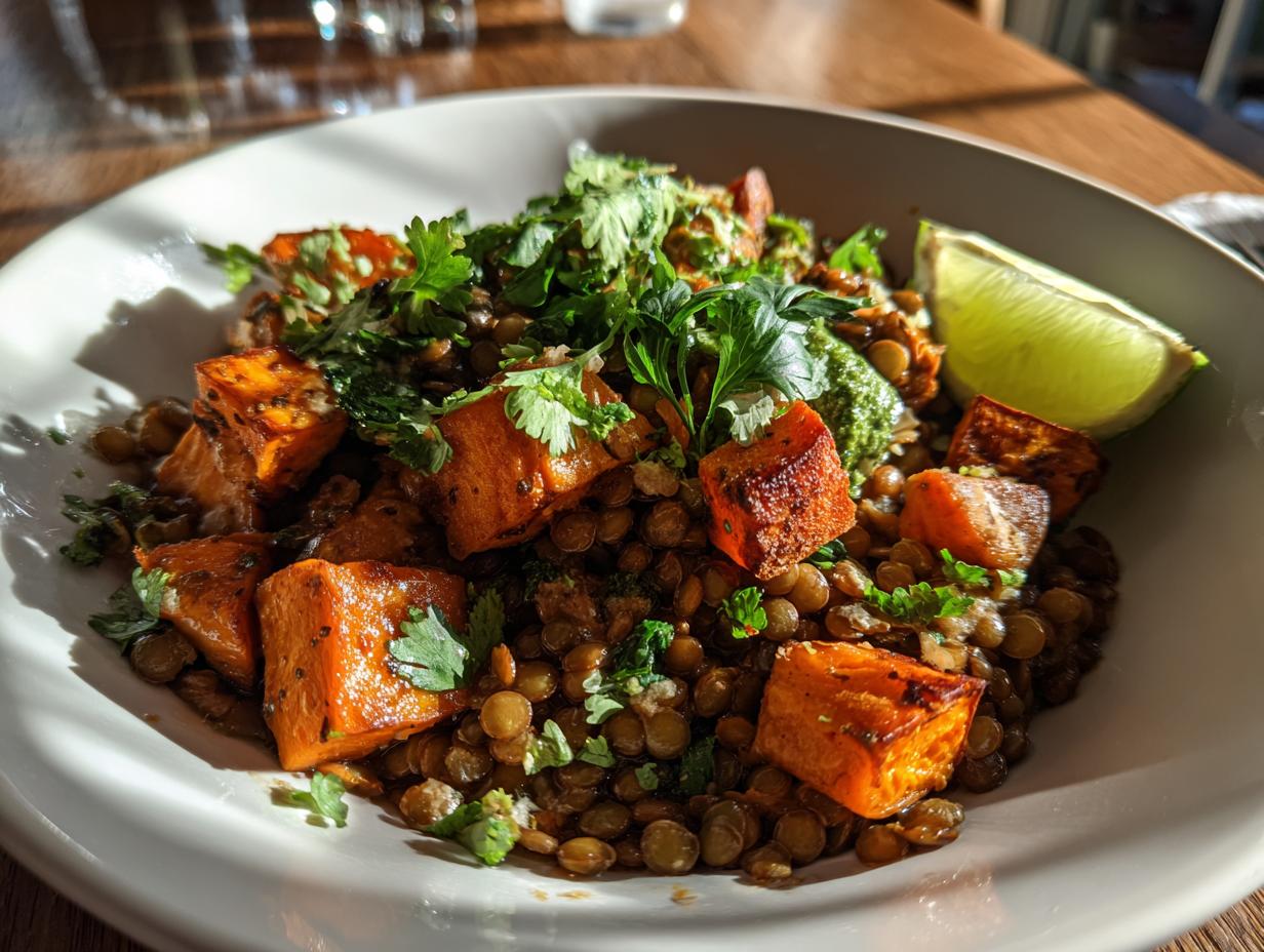 Sweet Potato Lentil Protein Bowl — High-protein vegan bowl with warm spices. - detail 2