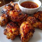 Sweet & Spicy Chicken Dipping Bites — Oven-baked chicken pieces with homemade dip.