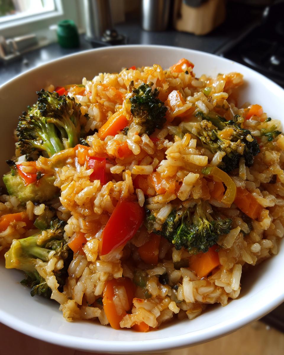 Vegetarian Rice & Veggie Nourish Bowl — Clean-eating bowl with seasoned vegetables. - detail 2