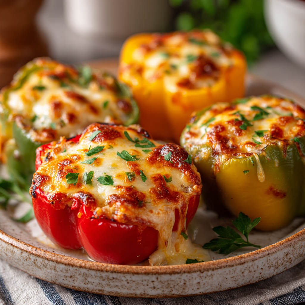 Cheesy chicken stuffed peppers dinner recipe