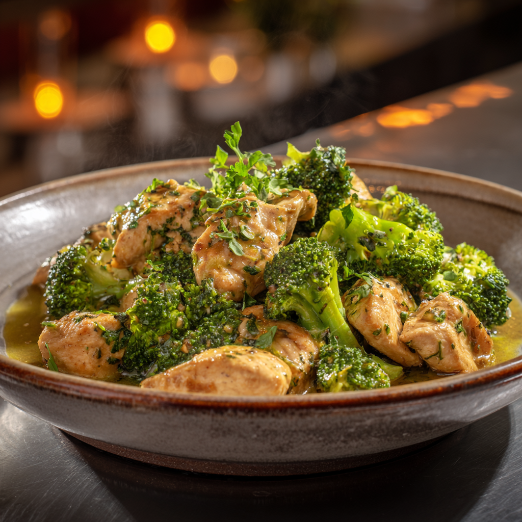 chicken with broccoli dinner plate