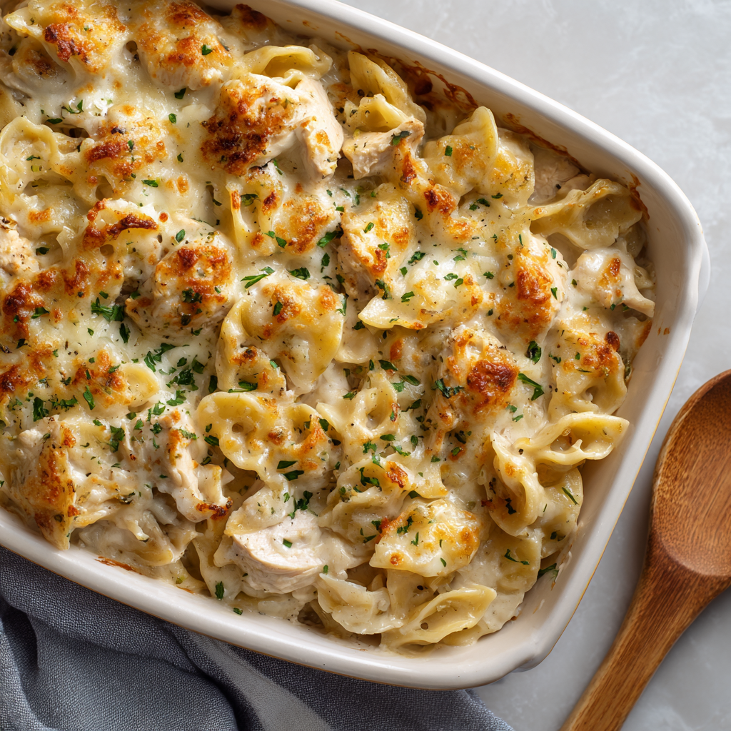Creamy chicken alfredo bake dinner recipe