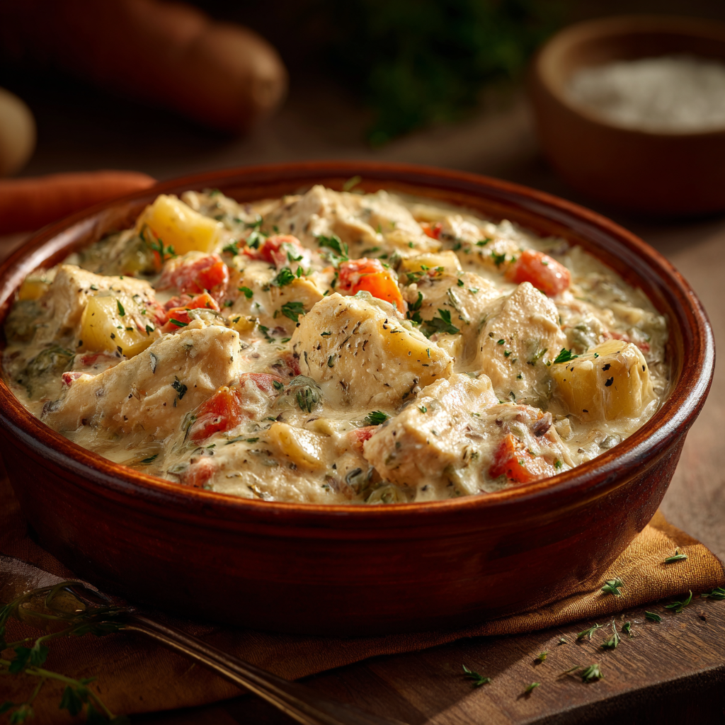 Crockpot chicken veggie casserole dinner recipe