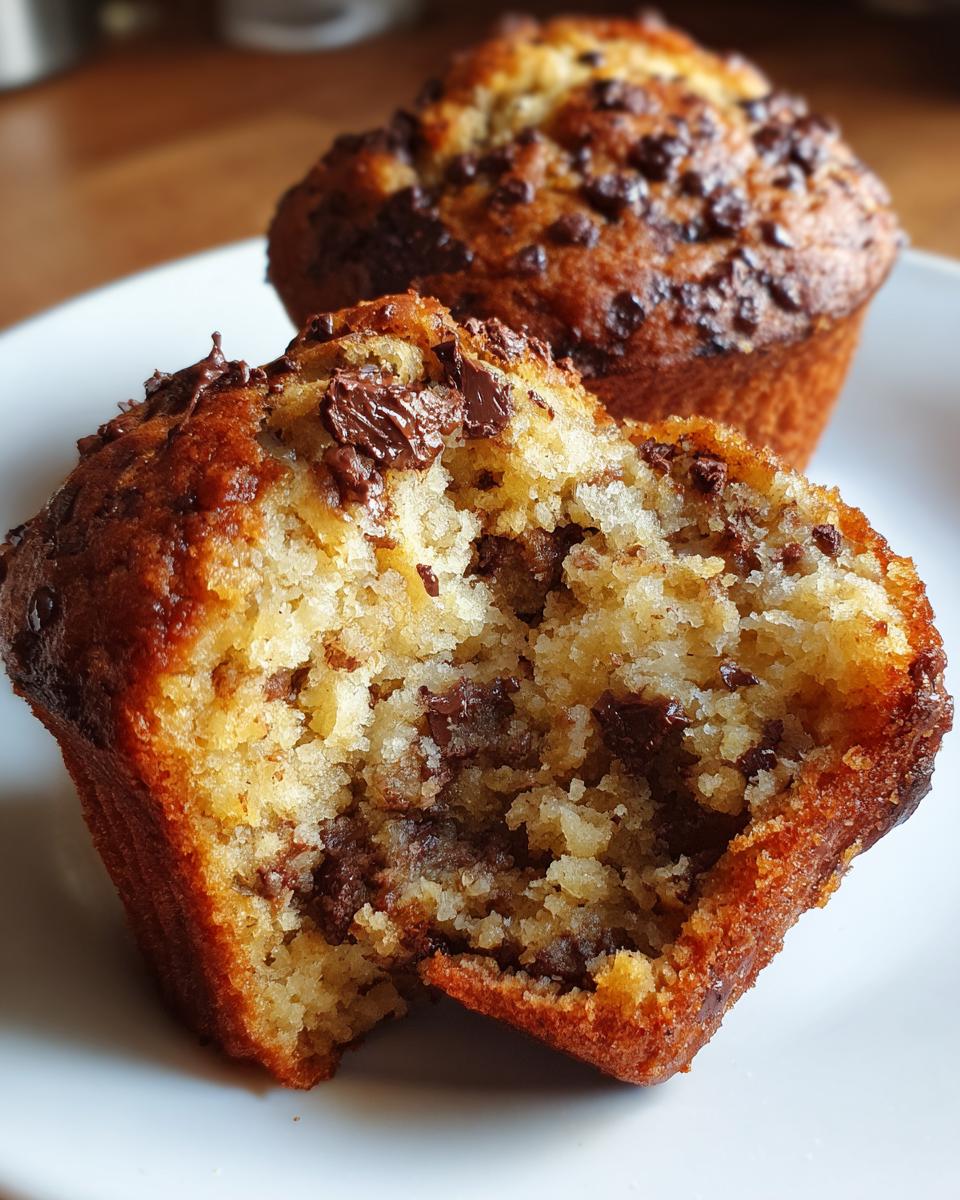 **Chocolate Chip Banana Muffins: A 20-Min Delight!** 4 Chocolate Chip Banana Muffins (Bakery-Style & Moist) - detail 1