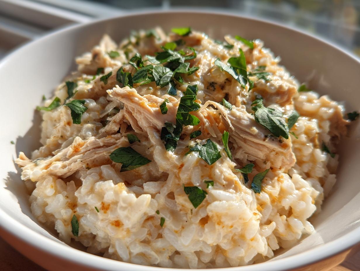 Creamy Garlic Parmesan Crockpot Chicken & Rice - detail 2