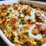 French Onion Chicken Orzo Casserole