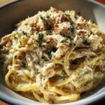Garlic Parmesan Crockpot Chicken Pasta