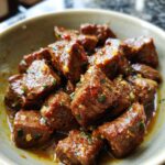 High Protein Slow Cooker Garlic Butter Beef Bites - Easy Dinner Recipe!