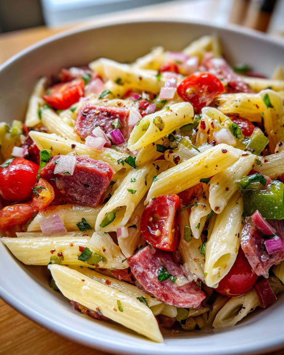 **Best Italian Grinder Pasta Salad** in 4 Steps 4 Italian Grinder Pasta Salad - Simply Scratch - detail 1
