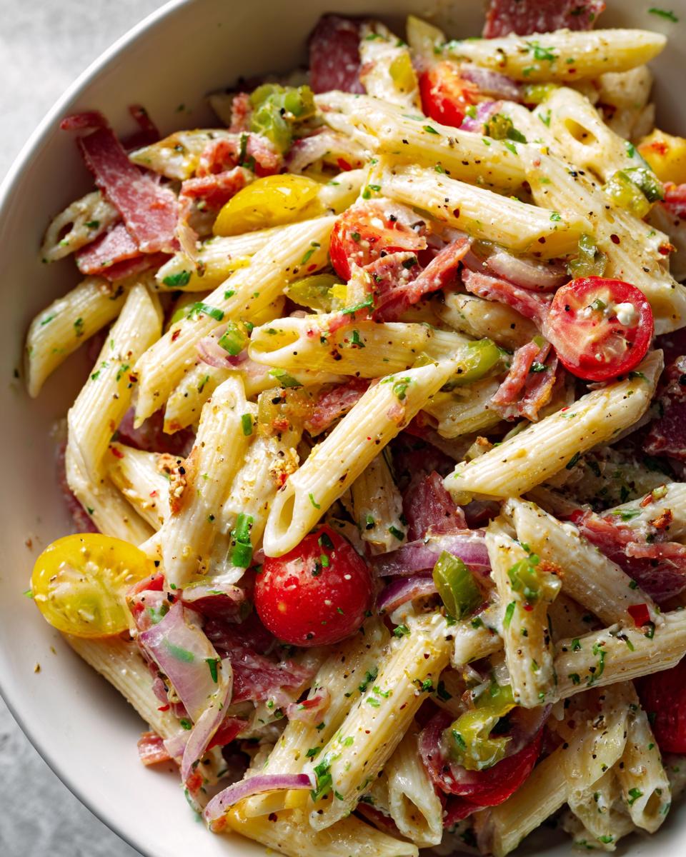 **Best Italian Grinder Pasta Salad** in 4 Steps 5 Italian Grinder Pasta Salad - Simply Scratch - detail 2